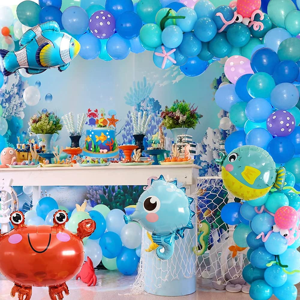 AYUQI Ocean Sea Themed DIY Birthday Party Decorations for Boys and Girls Baby Shower Blue 100Pcs - Walmart.com